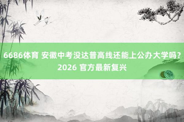 6686体育 安徽中考没达普高线还能上公办大学吗？2026 官方最新复兴