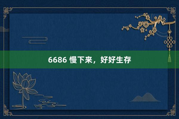 6686 慢下来，好好生存