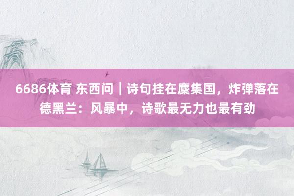 6686体育 东西问｜诗句挂在麇集国，炸弹落在德黑兰：风暴中，诗歌最无力也最有劲